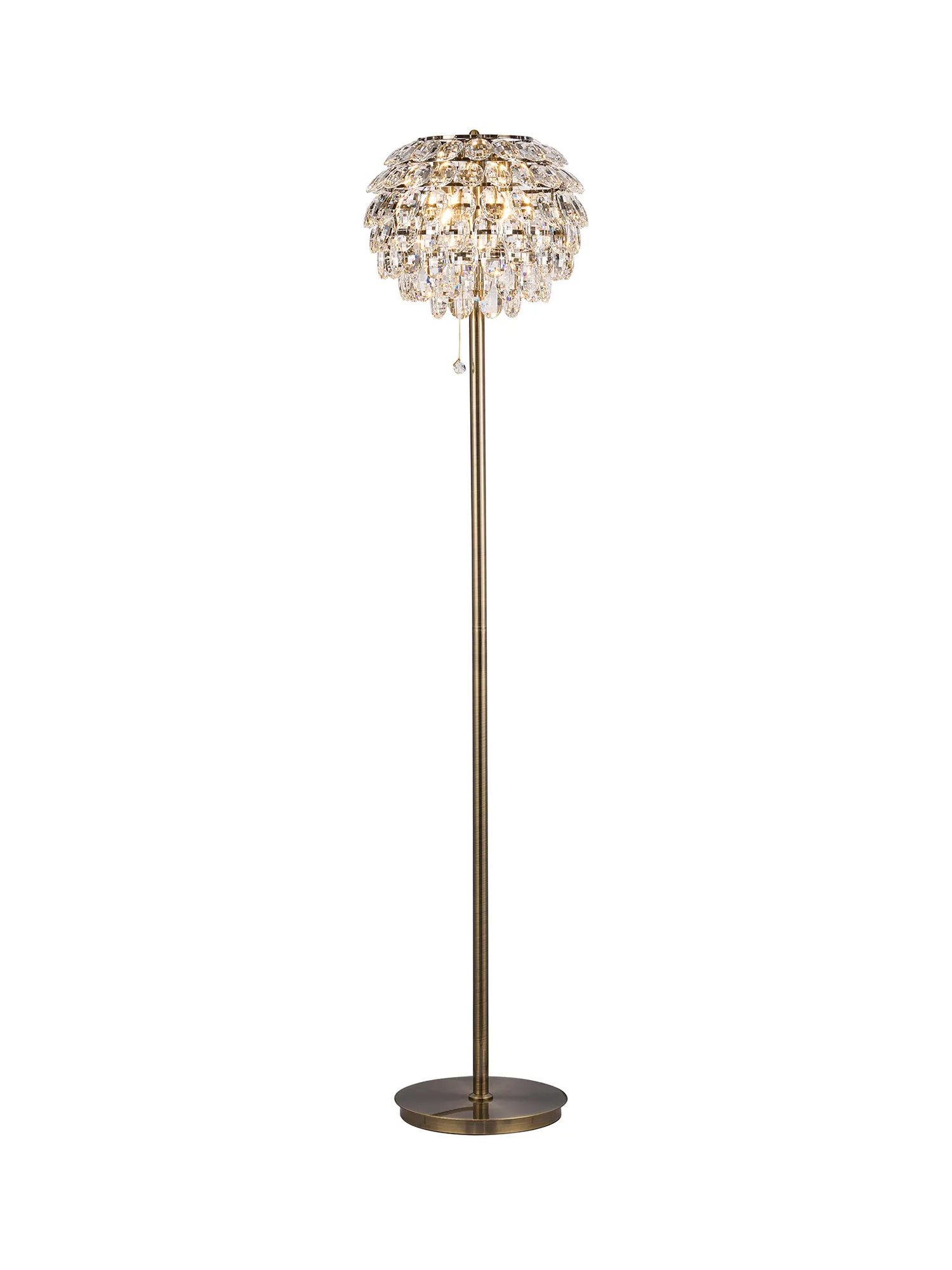 Coniston Antique Brass Crystal Floor Lamps Diyas Designer Floor Lamps 